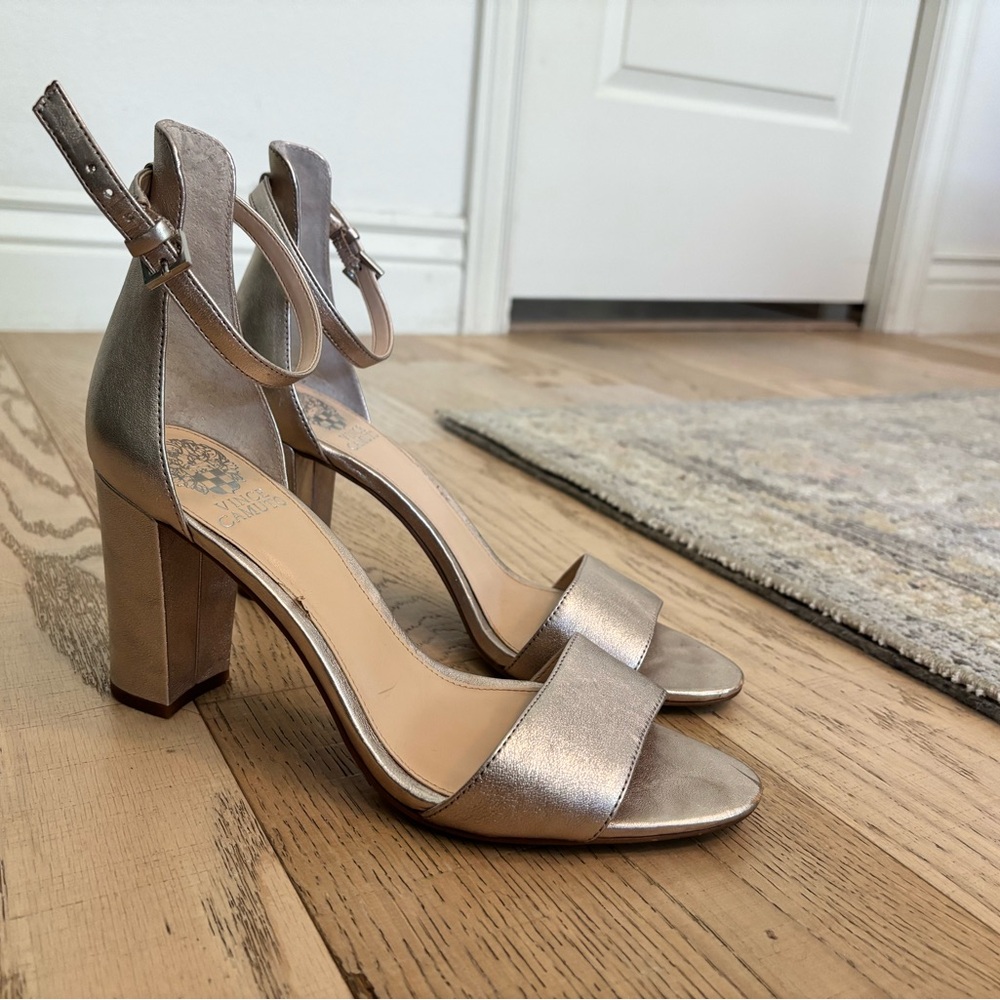 Vince Camuto Rose Gold / Metallic Ankle Strap Heels